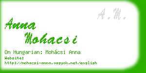 anna mohacsi business card